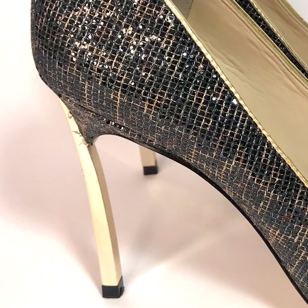 Enzo Angiolini Eainfinti Infinity Black Gold Metallic Cheetah Print Pumps - Picture 11 of 16